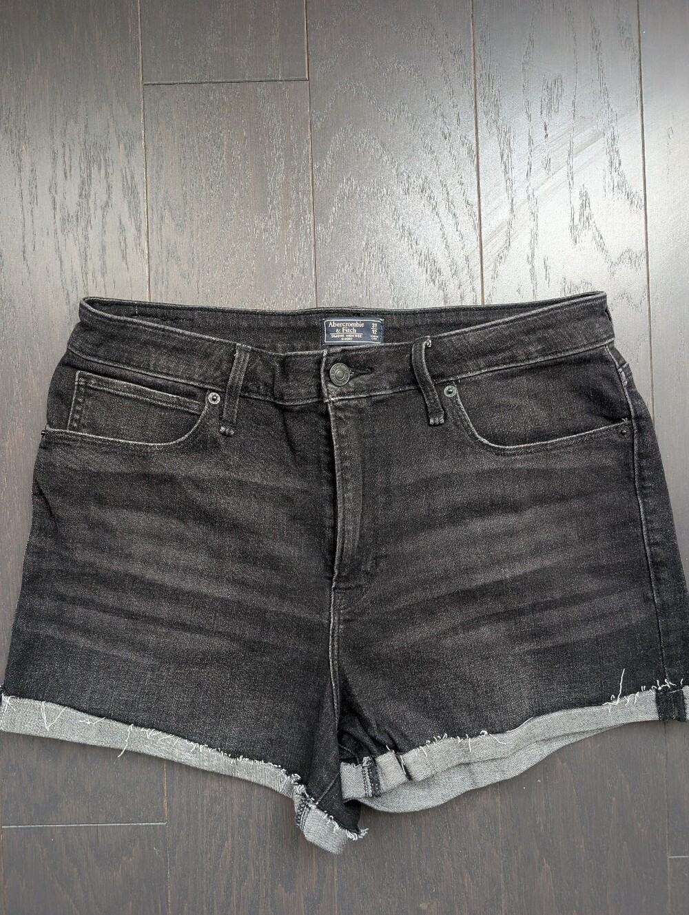 Abercrombie & Fitch Black Rolled Hem Denim Shorts - Women's Size 31